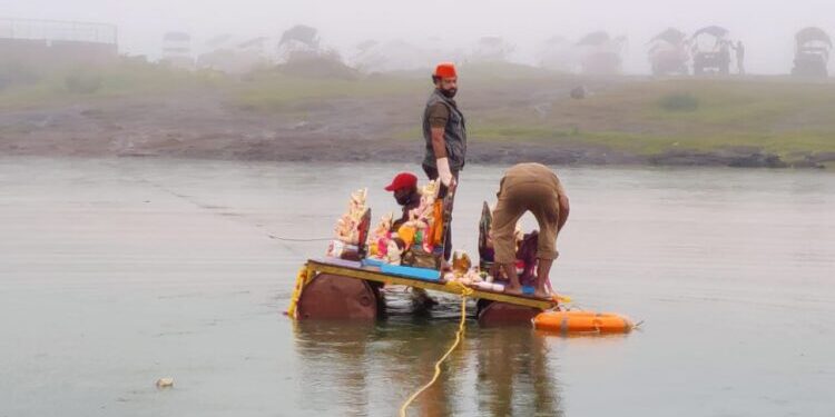 पाचगणी शहर व परिसरातील पाच दिवसांच्या गणपतीला भक्तिमय वातावरणात निरोप