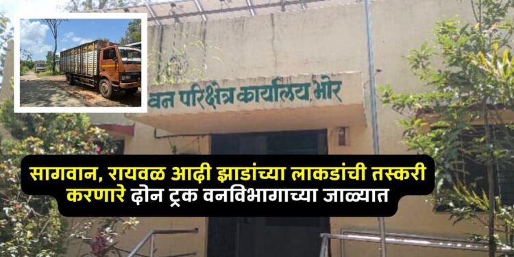 भोर वनविभागाची मोठी कारवाईः सागवान, रायवळ आदी झाडांच्या लाकडांची तस्करी करणारे दोन ट्रक वनविभागाच्या जाळ्यात