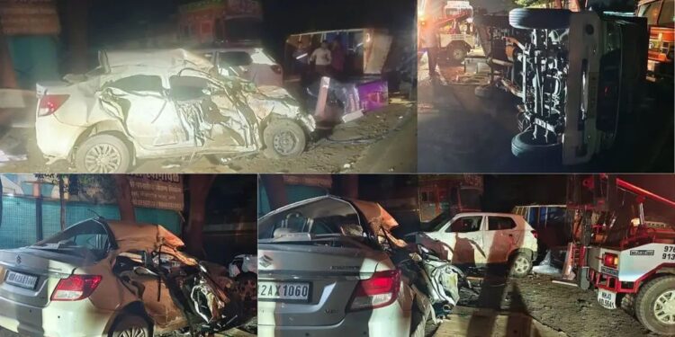 जेजुरीत भीषण अपघातात महिलेसह आठ जणांचा जागीच मृत्यू, भोर तालुक्यातील युवकाचाही समावेश