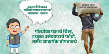 कामथडी पंचायत समिती गणात प्रचाराला “पोत्याचा” आधार!