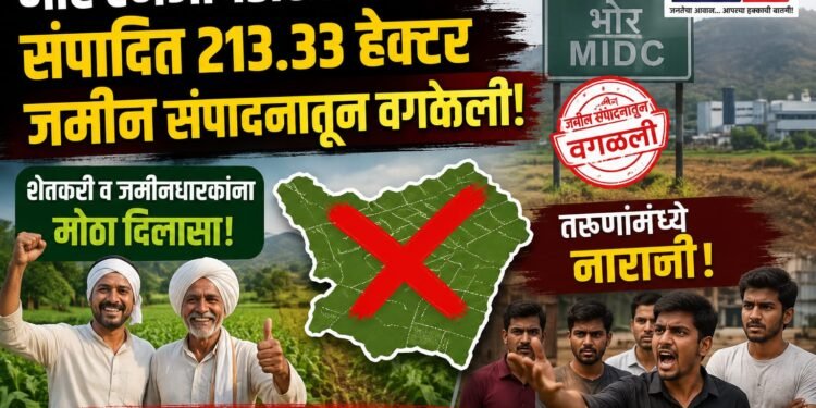 भोर एमआयडीसीसाठी संपादित २९३.३३ हेक्टर जमीन संपादनातून वगळली; शेतकरी व जमीनधारकांना मोठा दिलासा, तरुणांमध्ये नाराजी
